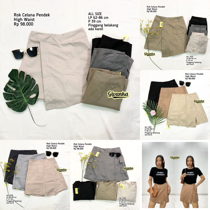 ROK CELANA BAHAN PENDEK HIGHWAIST, ROK CELANA WANITA PENDEK 5MODEL // ROK CELANA , CELANA ROK