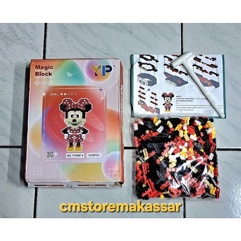Mainan Balok Susun Anak Lego Bricks Nano Block Puzzle 3D Toy Ukuran Medium Minnie Mouse 1050 Pcs