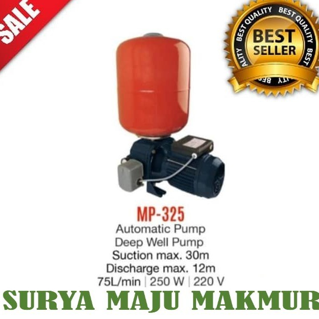 Pompa Air Jet Pump Automatic Uchida Maspion MP-325 MP 325 SUMUR DALAM OTOMATIS TABUNG
