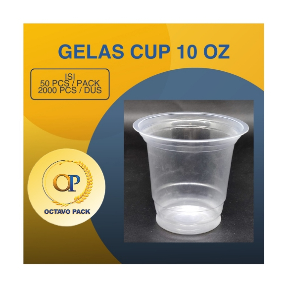 Gelas Cup Plastik 10 Oz Isi @50pcs / Gelas Plastik / Cup PP 10 Oz