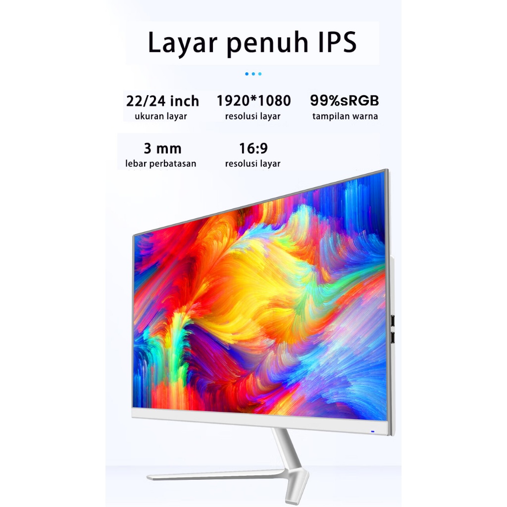 【FREE Install】PC komputer gaming all in one  full set baru core i7 22/24 inch ram8+512gb SSD editing install windows/office-2