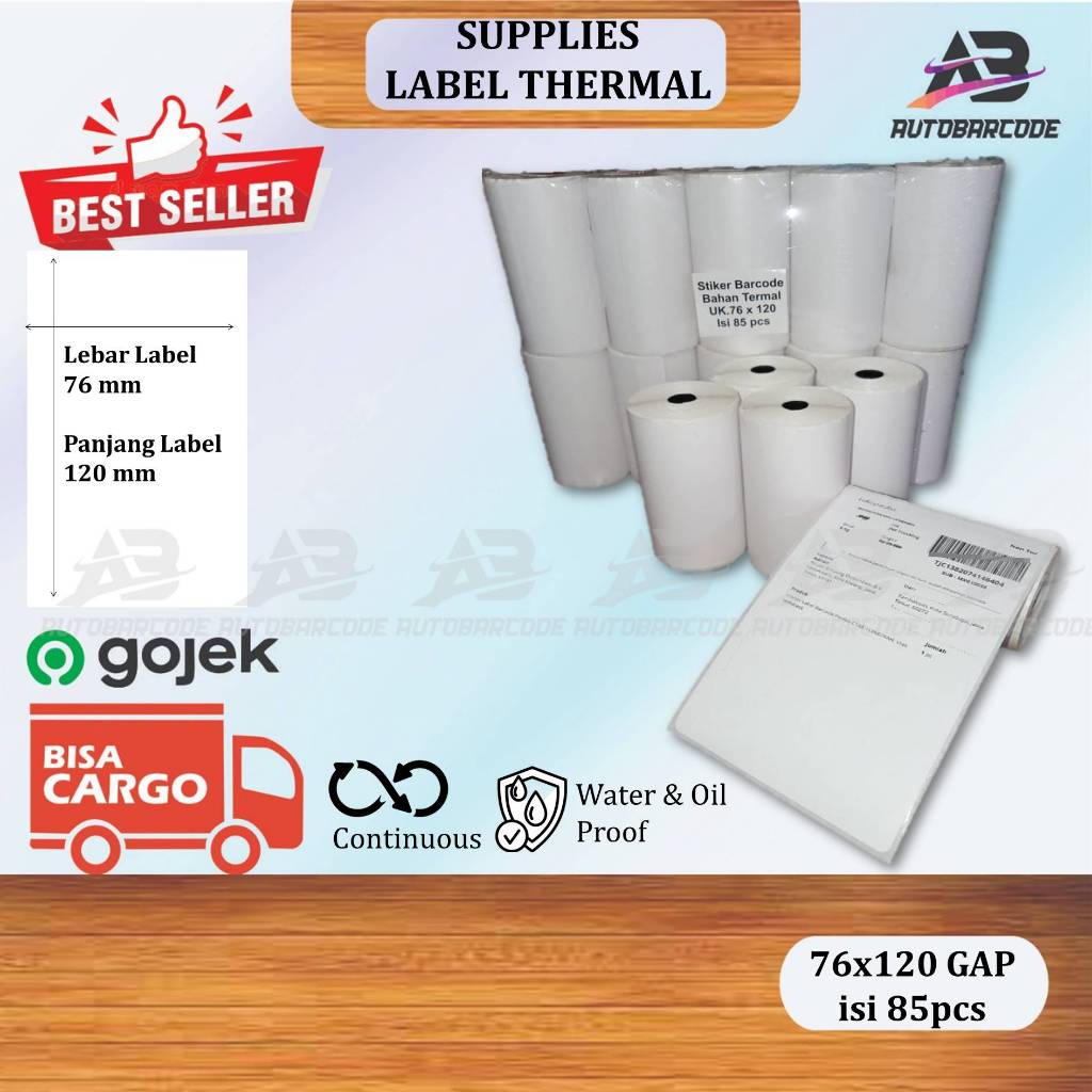 

Label Thermal 76X120 isi 85 Stiker Resi Pengiriman Marketplace Toko Online Sticker GAP 1Line 300 805