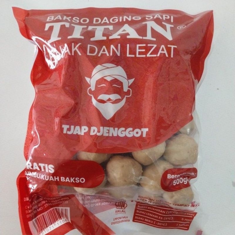 

bakso sapi titan tjap jenggot isi 50pcs (free bumbu kuah) 500g