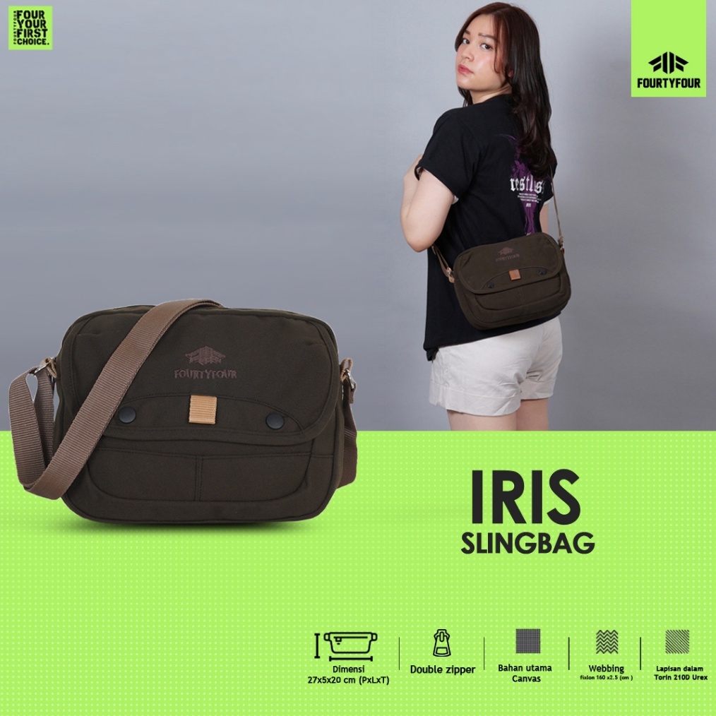 SHOPEE MALL FOURTYFOUR IRIS  Tas Selempang Pria  Tas Slingbag Kanvas Waterproof Premium