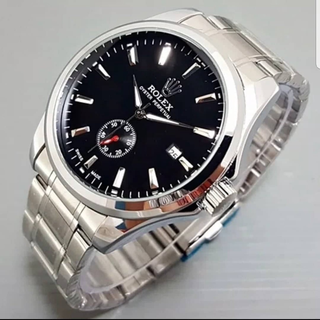 Jam Tangan Pria Rolex Automatic Detik Bawah Tali Rantai Free Box Rolex