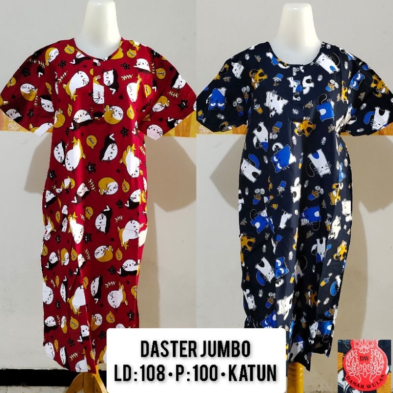 DAMAR WULAN Daster Jumbo Merah / Biru Baju Tidur Wanita Katun