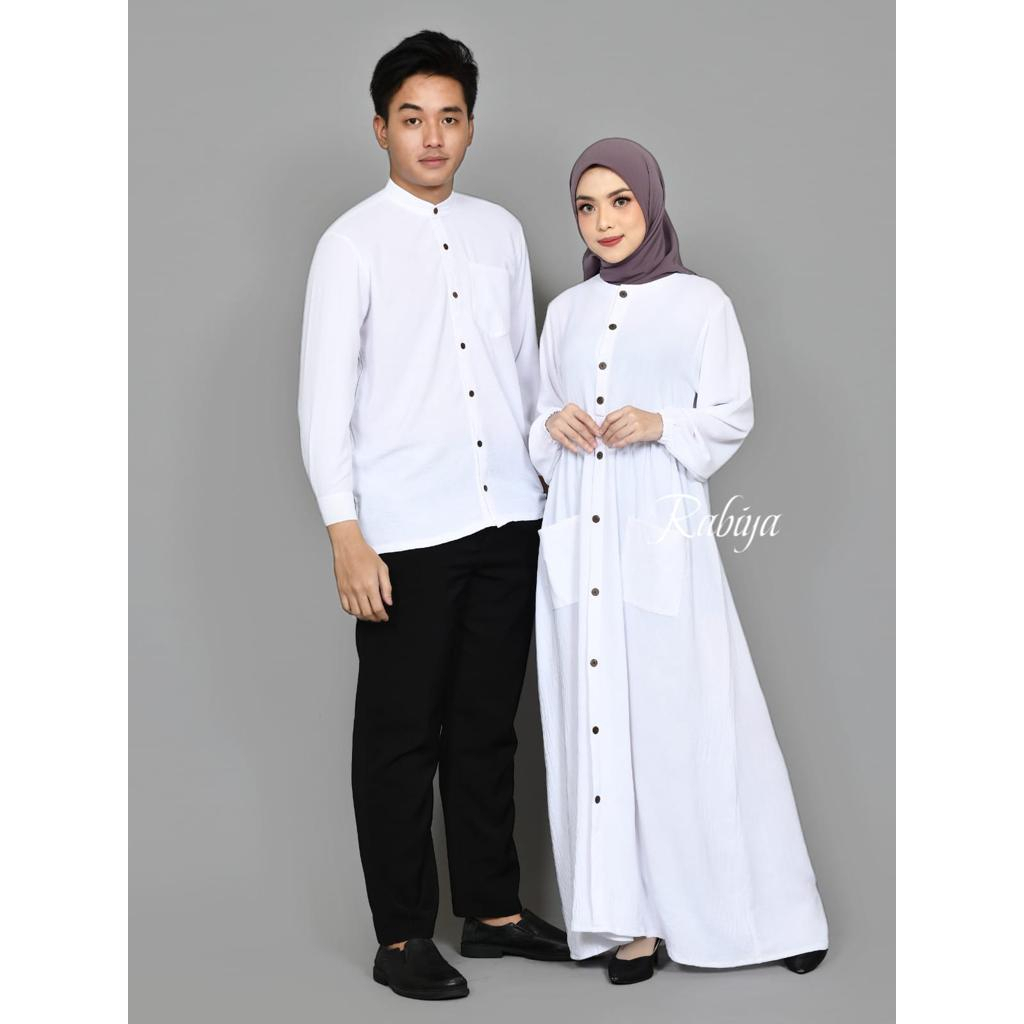 Gamis terbarub2024 raya couple CEWE COWO BISA BEDA UKURAN bahan crinkle air flow premium Dress Coupl