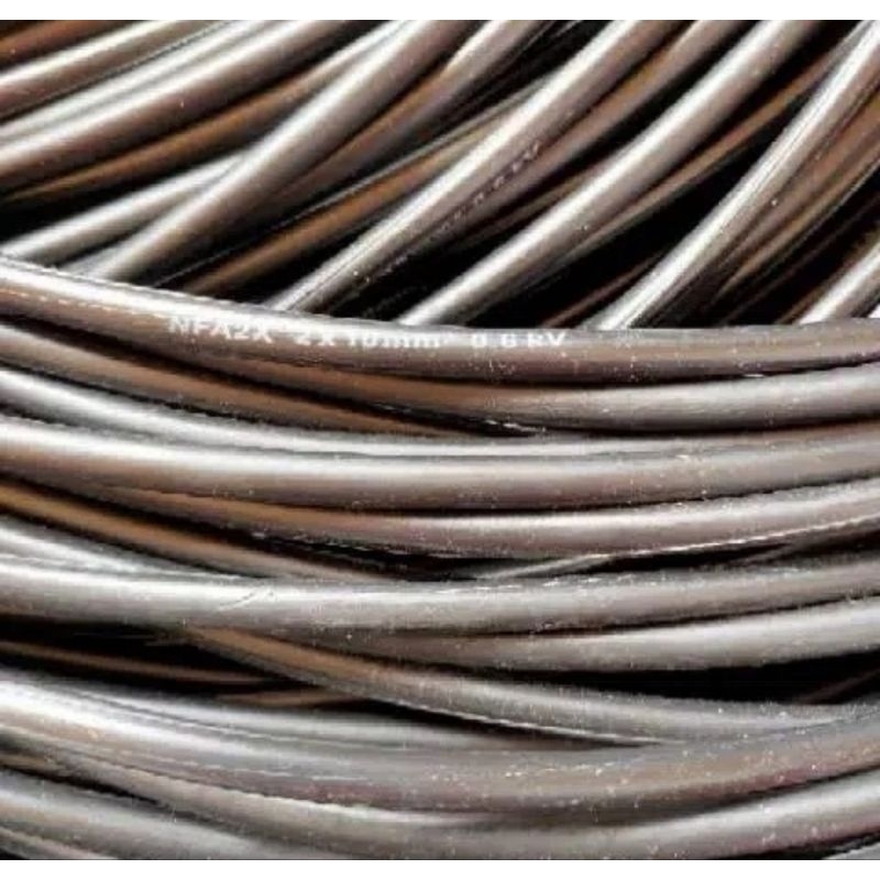 Kabel Twisted POLOS TANPA MERK 2x10 eceran.  Cable SR. cable PLN listrik udara NFA2X