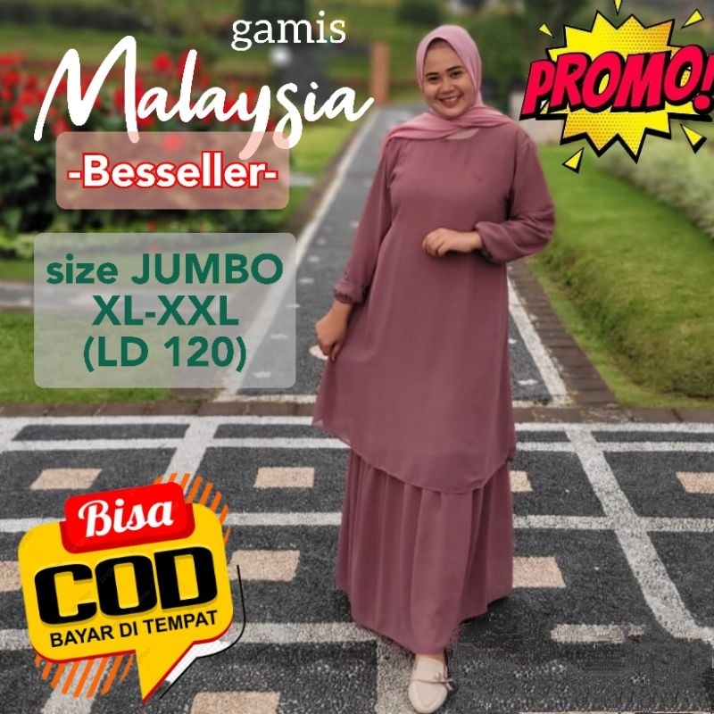 Gamis Malaysia Bestseller Jumbo LD 120 Gamis Wanita Remaja Dewasa Gamis Terbaru Murah Syari Dress Wa