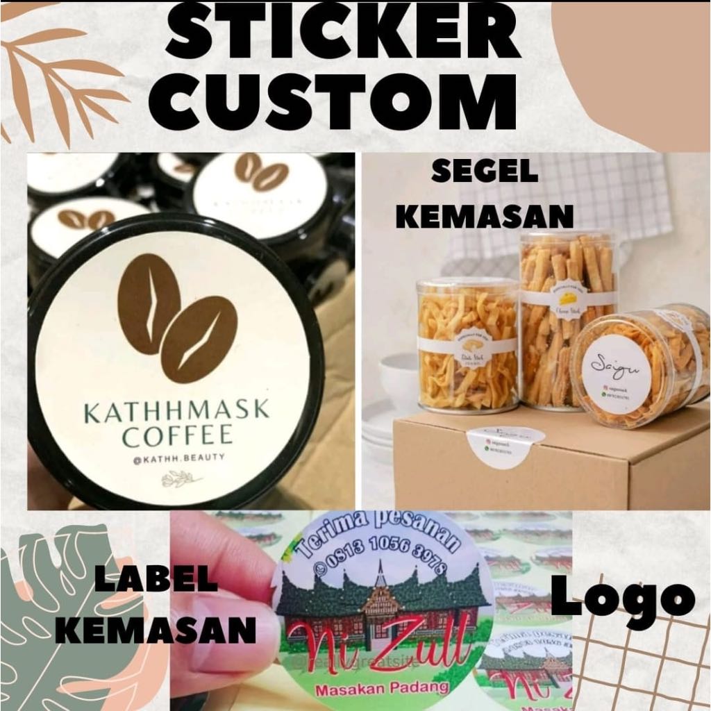 

500 pcs Sticker Label Kemasan Custom Free Cutting bahan stiker Cromo.