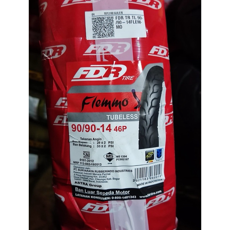 FDR Flemmo 90/90-14 TubeType Ban luar Motor FDR Flemmo 90 90 14 Tubeless Vario Beat Mio All Matic FD