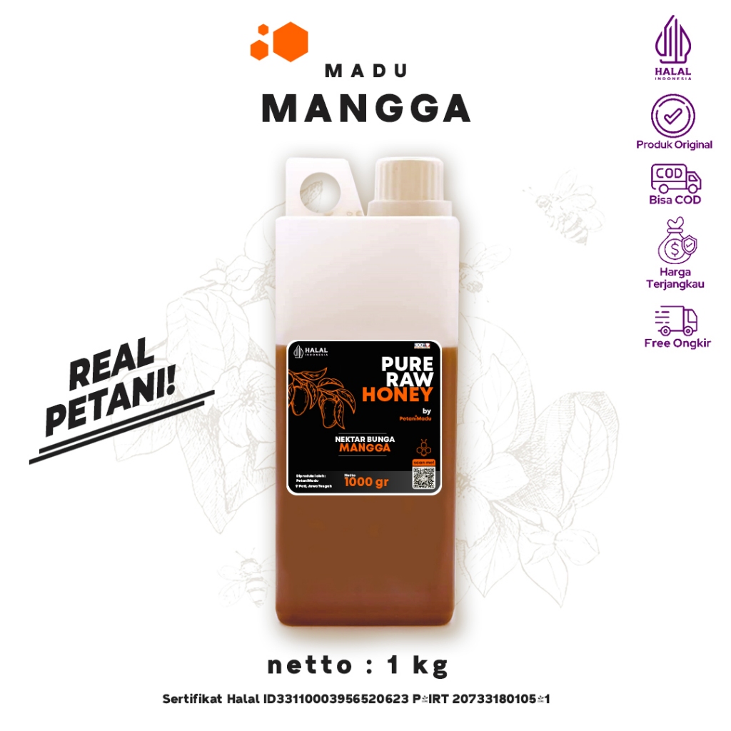 

Madu Asli 100% - Madu Murni Nektar Mangga 1 KG - Pure Raw Honey