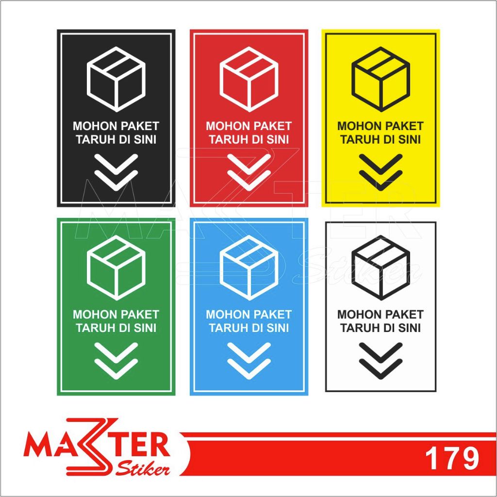 

179 - Stiker Mohon Paket Taruh di Sini, Sticker Vinyl, Premium, Tahan Air, Termurah, dan Bisa Custom