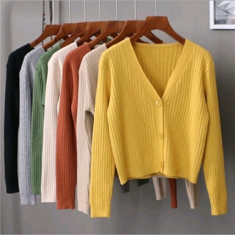 Cardigan V-Neck Outer Korea / Kardigan Sweater Rajut Wanita Korea All Size
