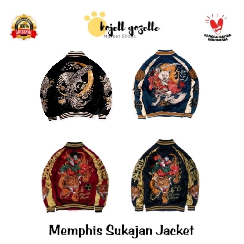 Memphis Sukajan Jacket - Eternals / Nekosamurai Navy / Miyamoto Musashi Red & Black Original (Limite