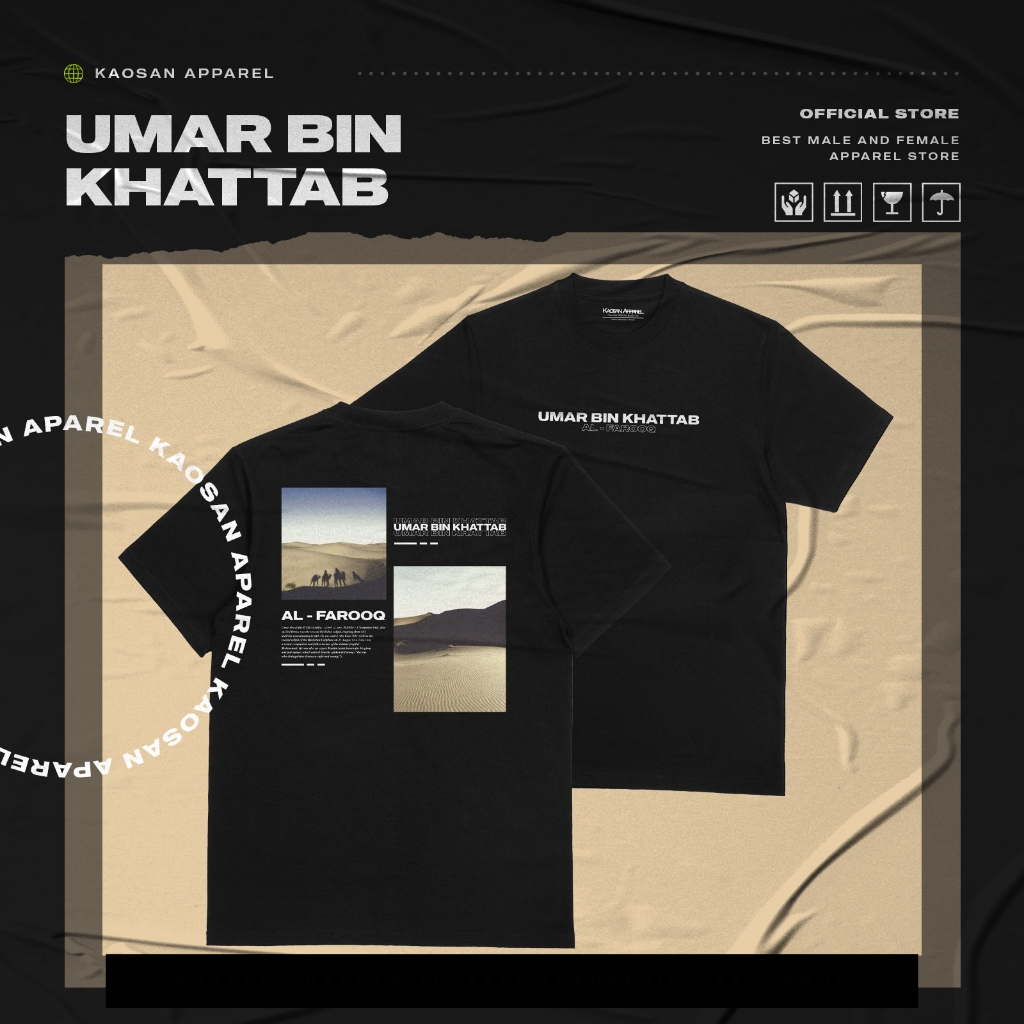 Kaos Muslim "Umar Bin Khattab" -Kaos Muslim/Kaos Dakwah/Kaos Islami/Baju Islami/Baju Dakwah/Kaos Dak