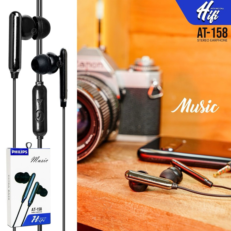 (GRADE-A) HF Headset handsfree Philips AT-158 Super Bass Non Magnet Premium Earphones
