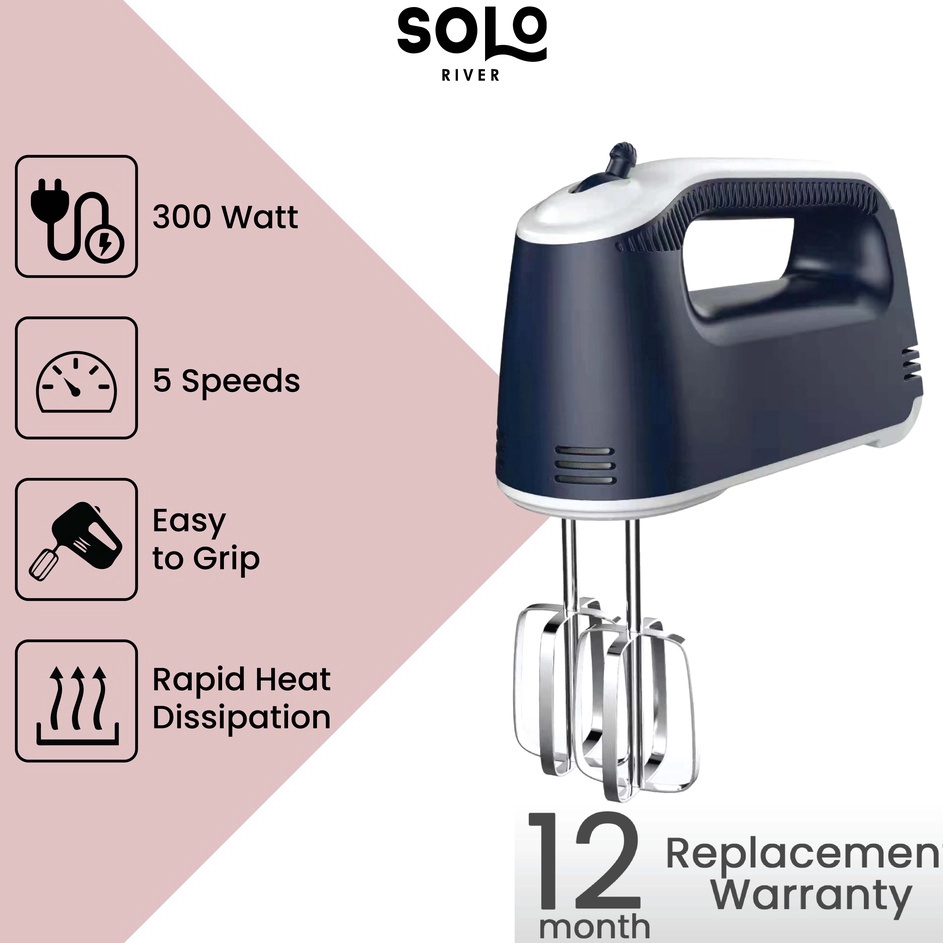 Jual SOLO RIVER Hand Mixer Putih Pengaduk Telur Kue Mixer Tangan BERGARANSI k Kemasan Baru