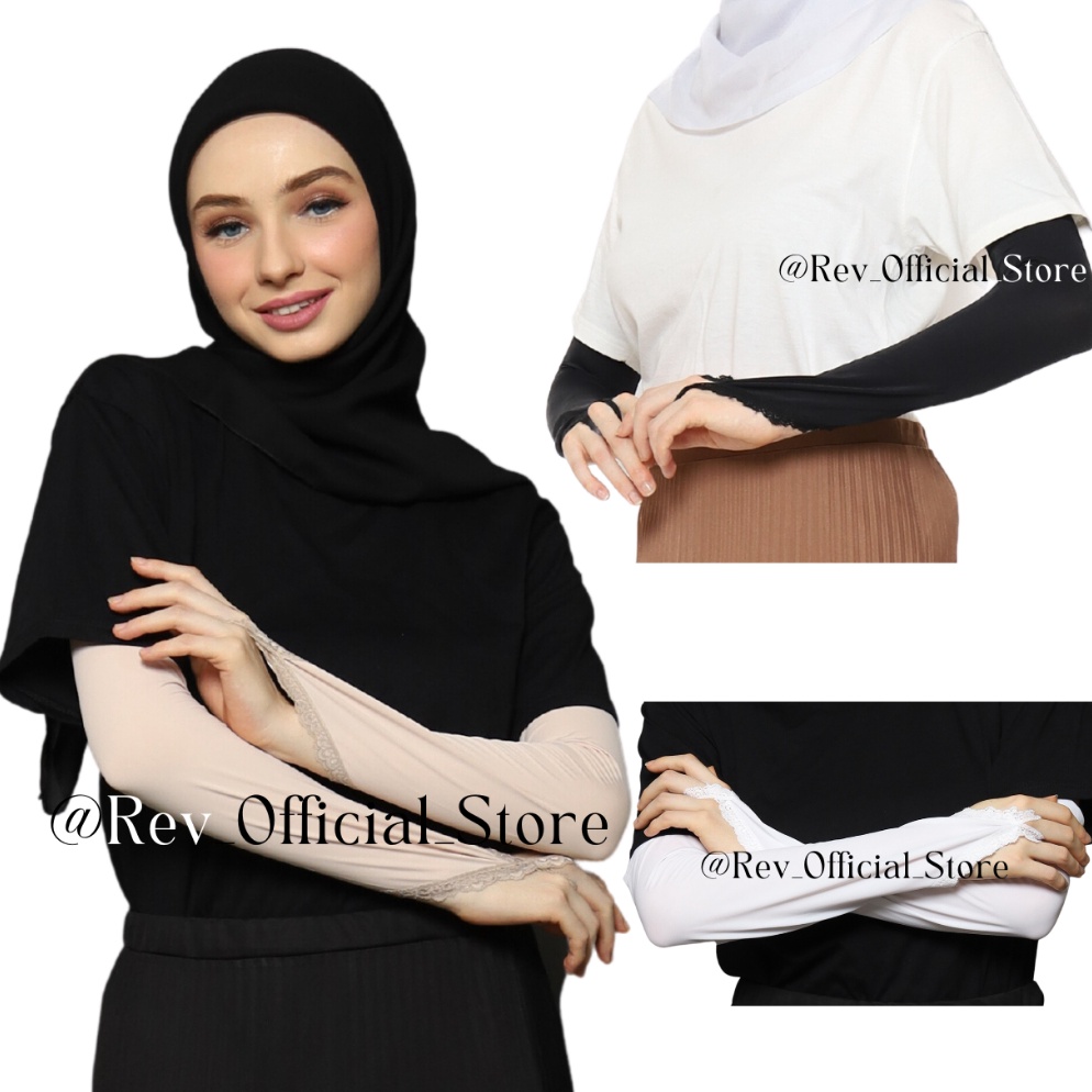 Sudah READY Manset Tangan Syari dengan Model Renda dan Bahan Elastis Halus Lembut dan Nyaman digunak