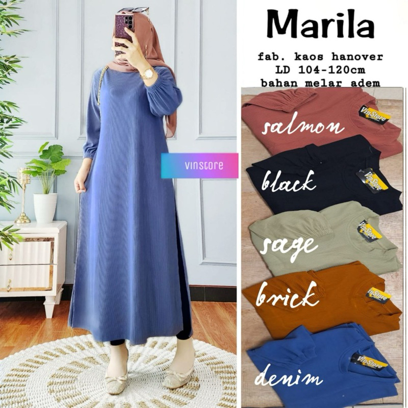 MARILA LONG TUNIK POLOS KAOS KNIT HANOVER PREMIUM 1503