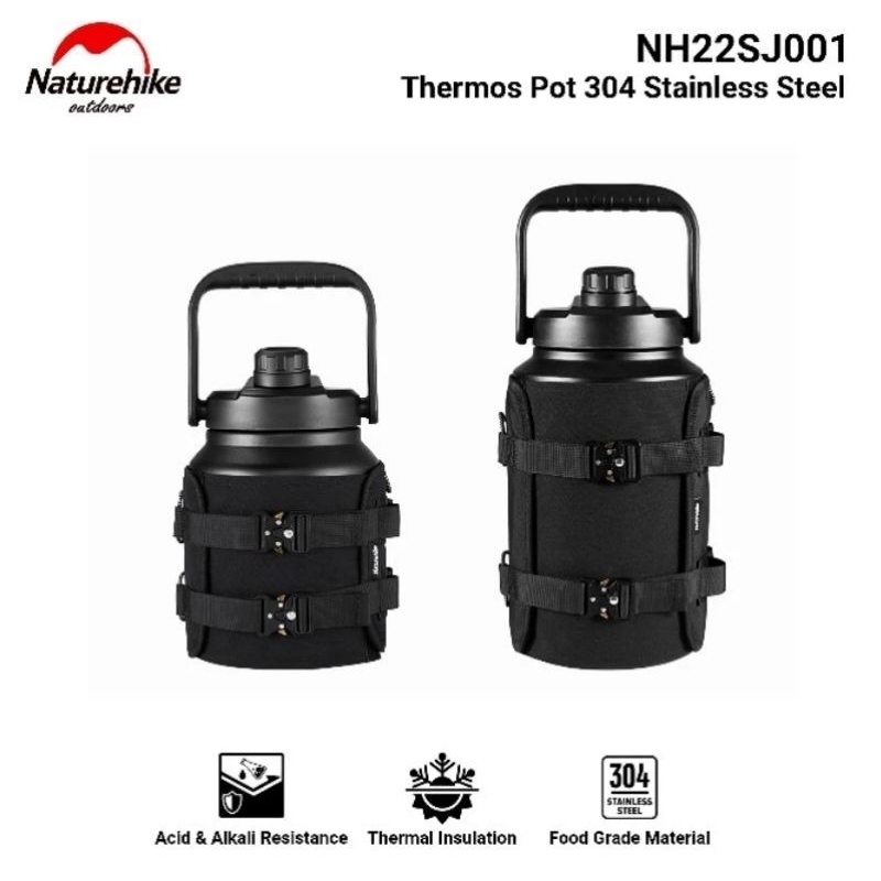 THERMOS NATUREHIKE NH22SJ001 STAINLESS STEEL KETLE 3.8L FOOD GRADE GLAMPING PIKNIK CAMPING BERKEMAH 