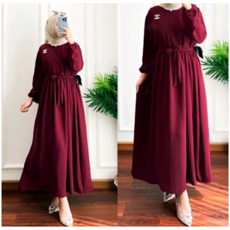 BAVINA MIDI DRESS CRINKLE/MIDI CRINKLE/DRESS REMAJA/ DRESS KEKINIAN/GAMIS MIDI