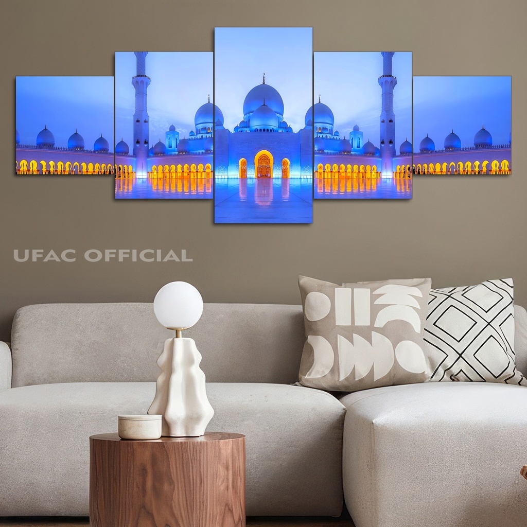 Poster Kayu Besar Muslim Ramadhan 100X40 Multipanel / Hiasan Dinding Aesthetic Islami Kakbah Mekah /