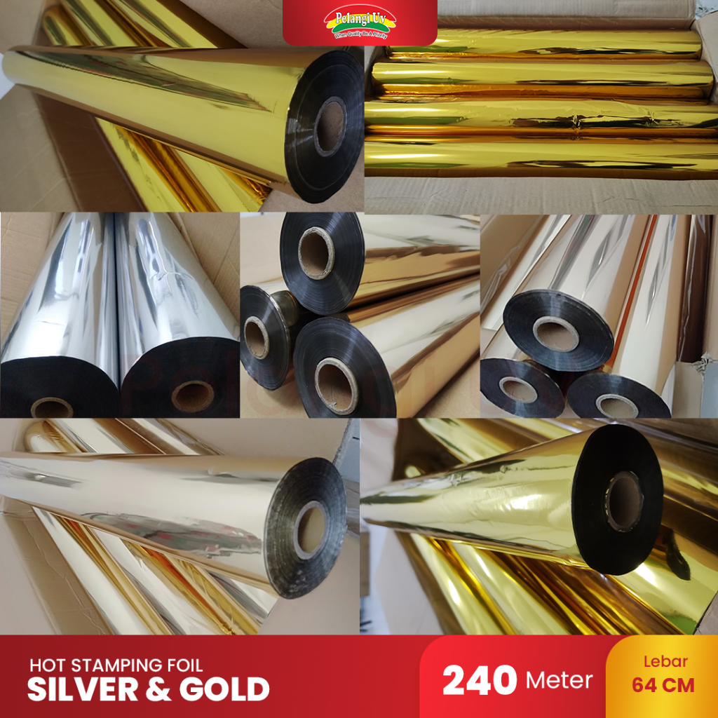 

Hot Stamping Print Foil Silver Gold Ukuran 64cm x 240m - Pelangi UV