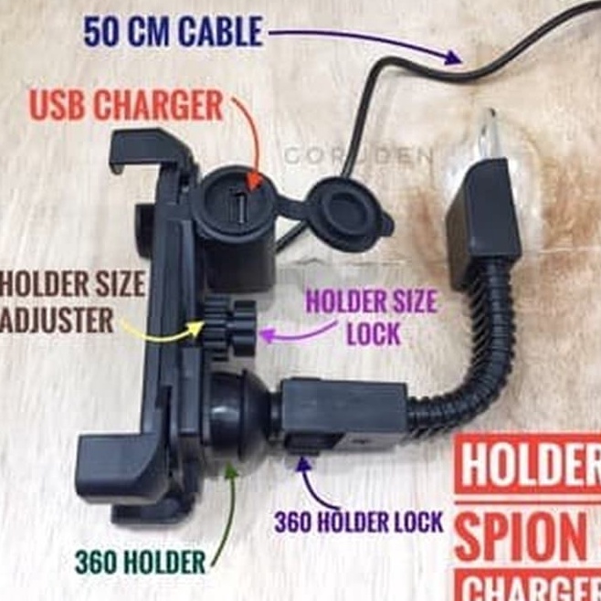 pl HOLDER HP SPION SEPEDA MOTOR CAS LISTRIK  CHARGER MOUNT JEPIT UNIVERSAL DUDUKAN HP GPS  L