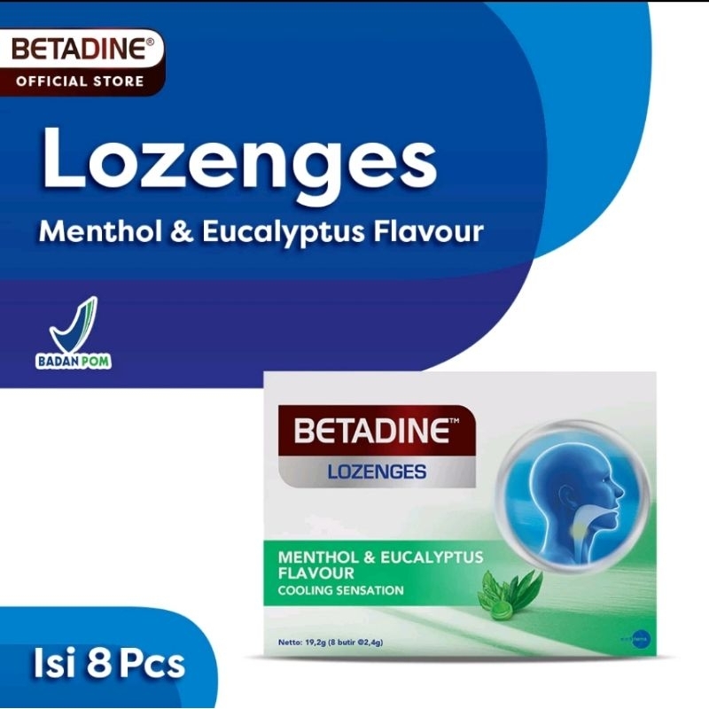 

PROMO Betadine Lozenges Menthol Permen Pelega Tenggorokan isi 8pc