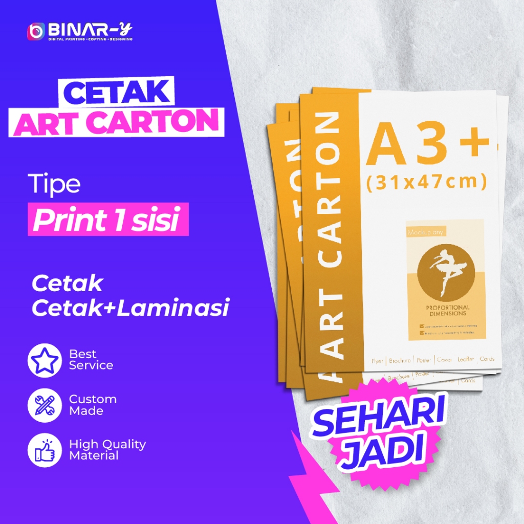 

Cetak A3+ art carton 260gr 1 sisi