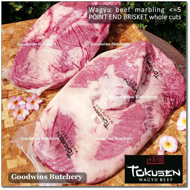 

6kg aged CHILLED beef WAGYU TOKUSEN brisket PE (Point End) mbs-5 daging sapi pucuk sandung lamur WHOLE CUT - UTUH