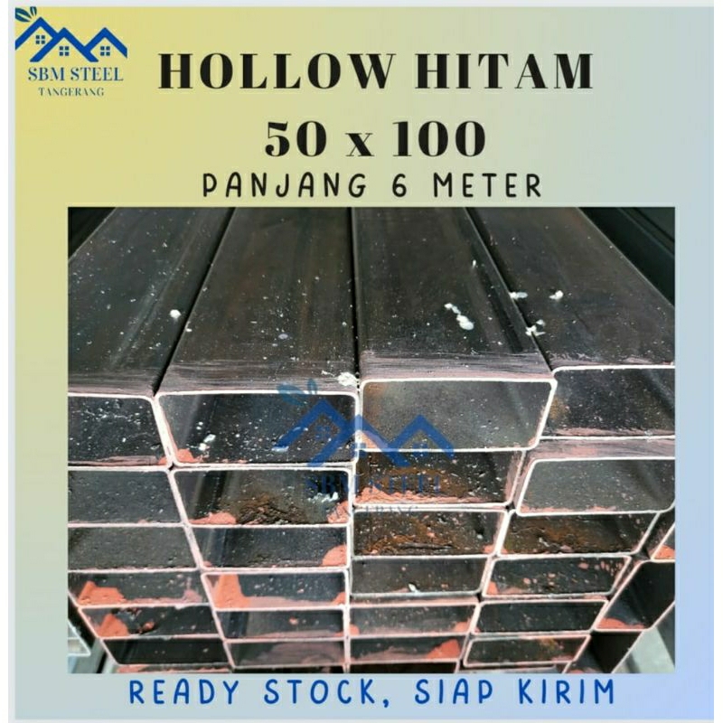 Besi Hollow Hitam 50x100 Tebal 2mm Panjang 6 Meter