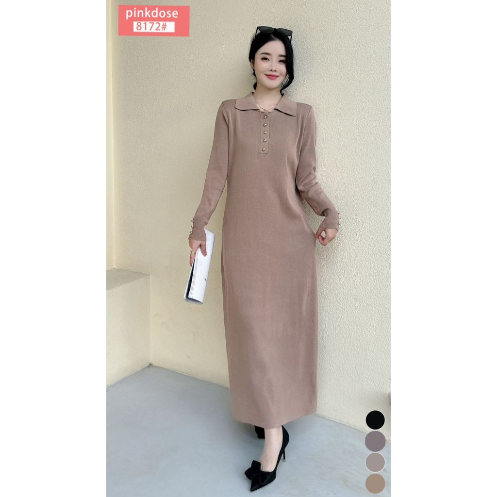 HAPPY SHOP - GAMIS WANITA PINKDOSE 8172# 8172A# KNIT POLOS CANTIK MODIS FASHION KEKINIAN