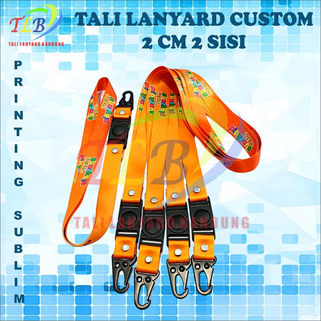 

TALI LANYARD PRINTING 2 CM 2 SISI CANTELAN SNAP HOOK/CETAK LANYARD PRINTING SNAPHOOK/KALUNG CUSTOME