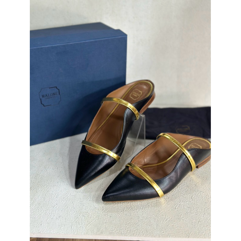 Preloved sepatu sendal Malone souliers maureen flat black gold