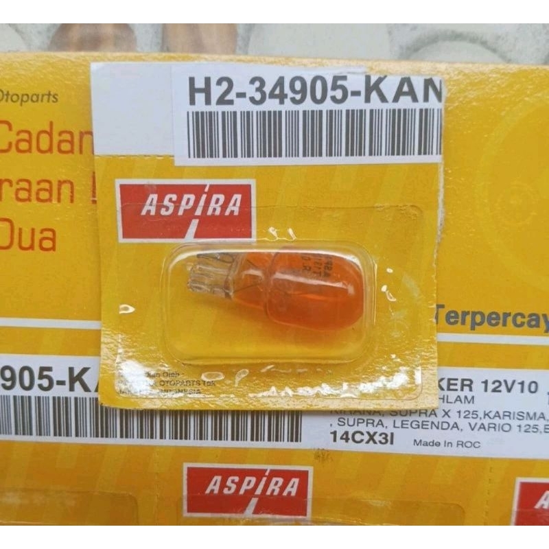 BOHLAM LAMPU DOP SEIN 12V10 ASPIRA BULB WINKER 12V10 UNTUK SUPRA X SUPRA X 125 KARISMA KIRANA LEGEND