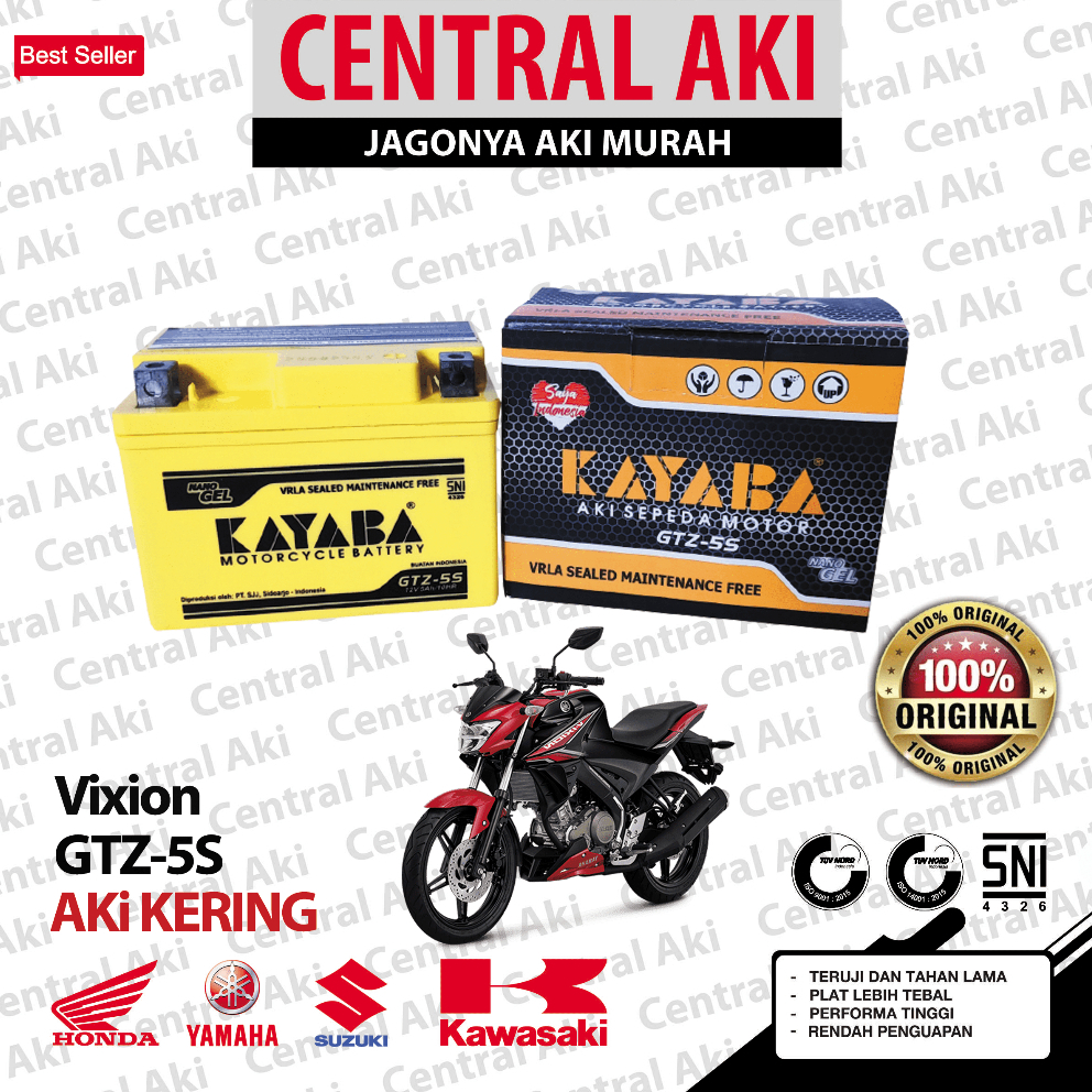 Aki Motor Vixion KAYABA GTZ5S Aki Kering