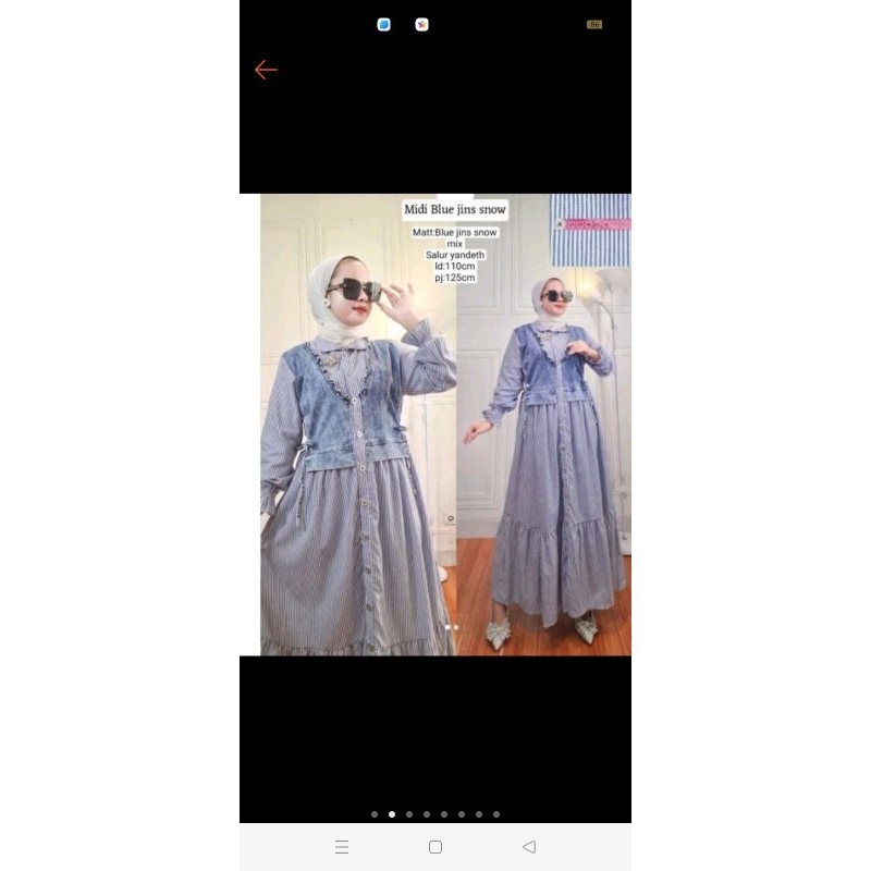 MIDI dress salur kombinasi jeans