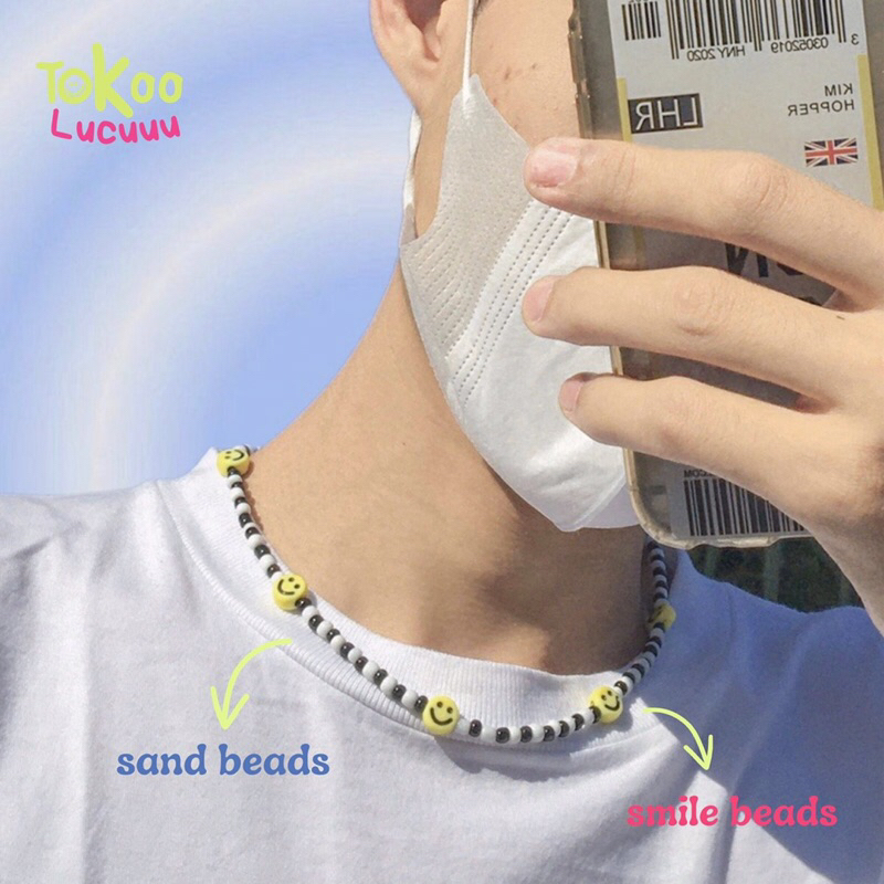 kalung beads pria wanita / kalung manik aesthetic / kalung manik smile