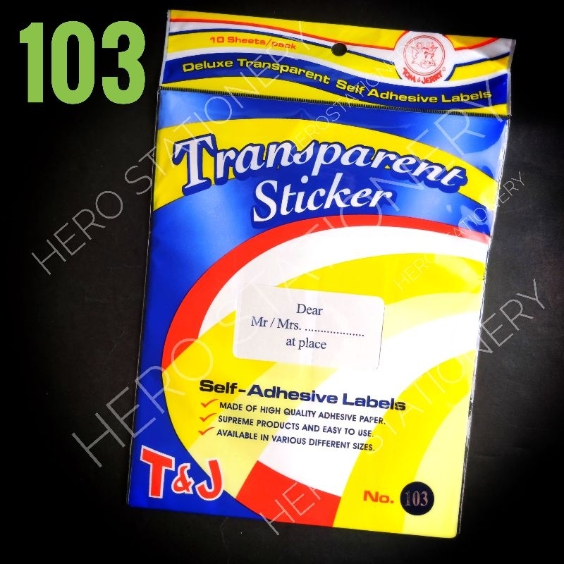 

Sticker stiker label nama transparan tom&jerry no.103