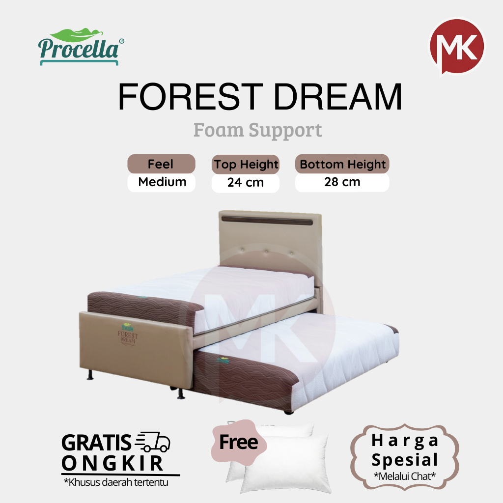 Kasur Sorong Springbed 120x200 Kasur 3in1 / 3 in 1  Forest Dream Procella Olympic Kasur Tingkat Medi