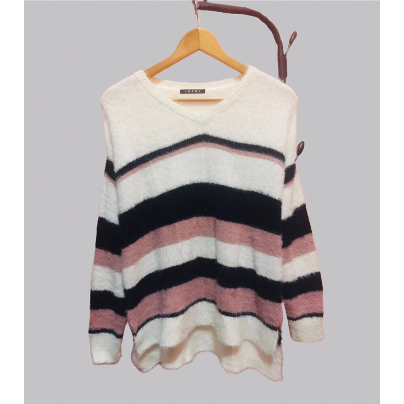 SWEATER FUZZY BULU KAPAS / SWEATER FUZZY MOTIF SALUR BRANDED / SWEATER FUZZY BULU KAPAS PREMIUM