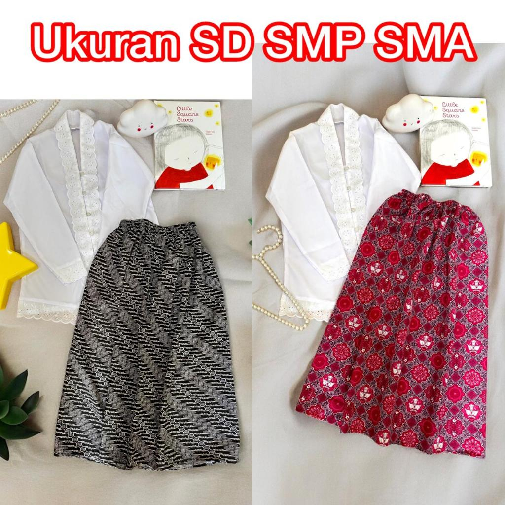 Kebaya Encim Anak Sekolah TK SD SMP SMA Kebaya Anak Perempuan Muslim Kebaya Sunda Skolah Motif Tunas