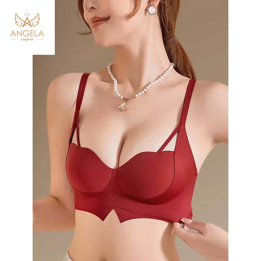 ANGELA PREMIUM JAPAN Red Bra BH Seamless Tanpa Jahitan Push Up Tanpa Kawat Ukuran Besar Jumbo Wanita