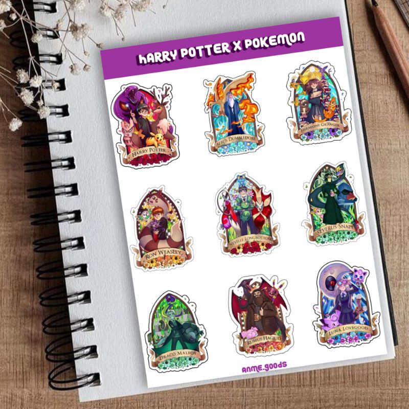 

[ANMEGOODS] Sticker Sheet Stiker Harry Potter X Pokemon Lucu