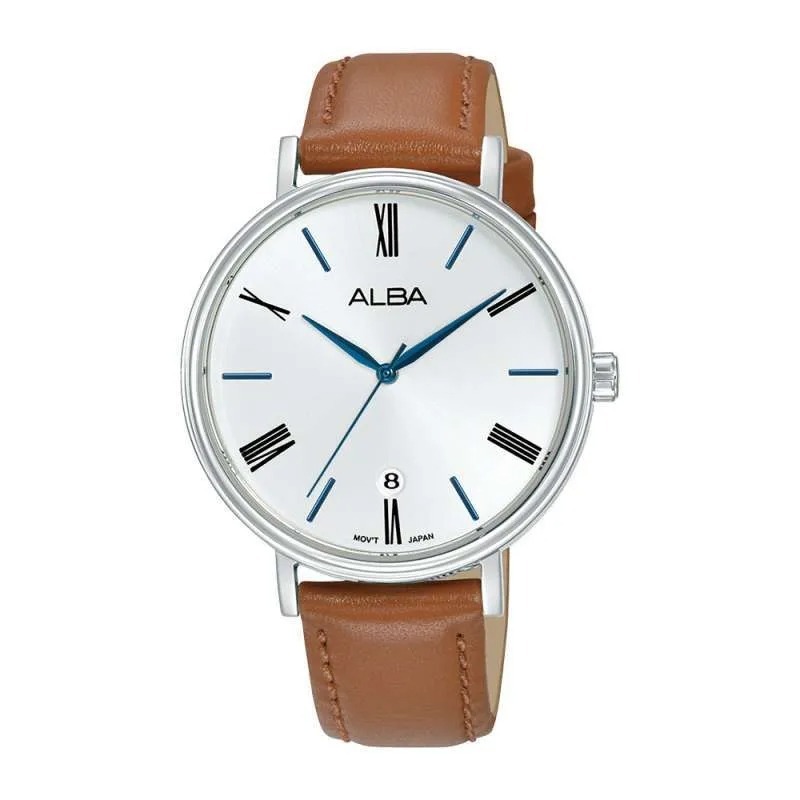Jam Tangan Wanita Alba Original AG8N93 AG8N93X1 Strap Kulit Coklat Garansi Resmi