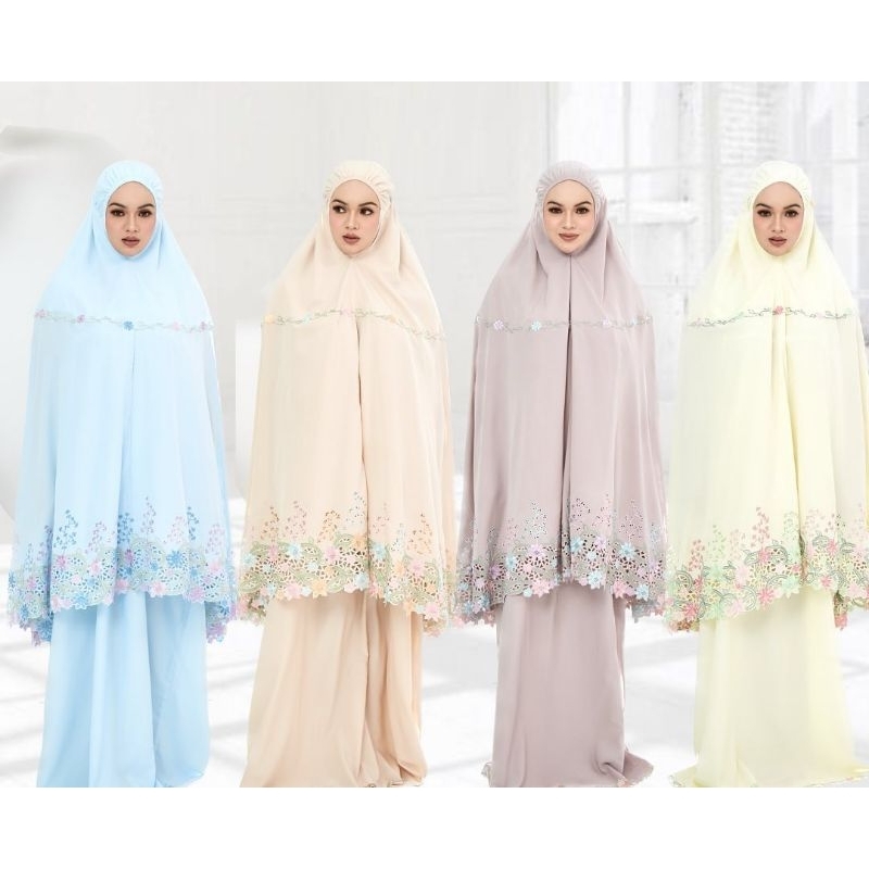 Mukena Telekung Premium Dewasa Bordir Manual Tasik KERANCANG SOLO free Tas