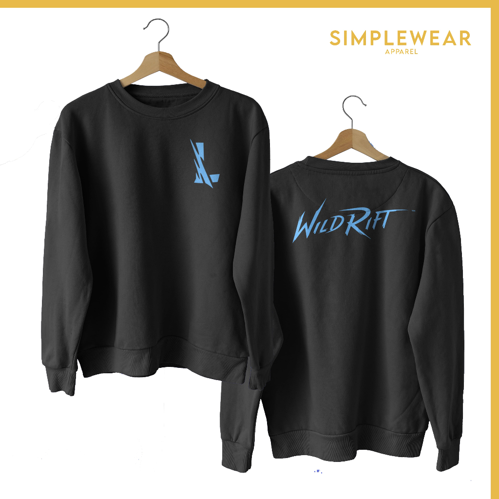 SimpleWear Crewneck Logo Wildrift - Black Sweater Unisex ( Pria dan Wanita )