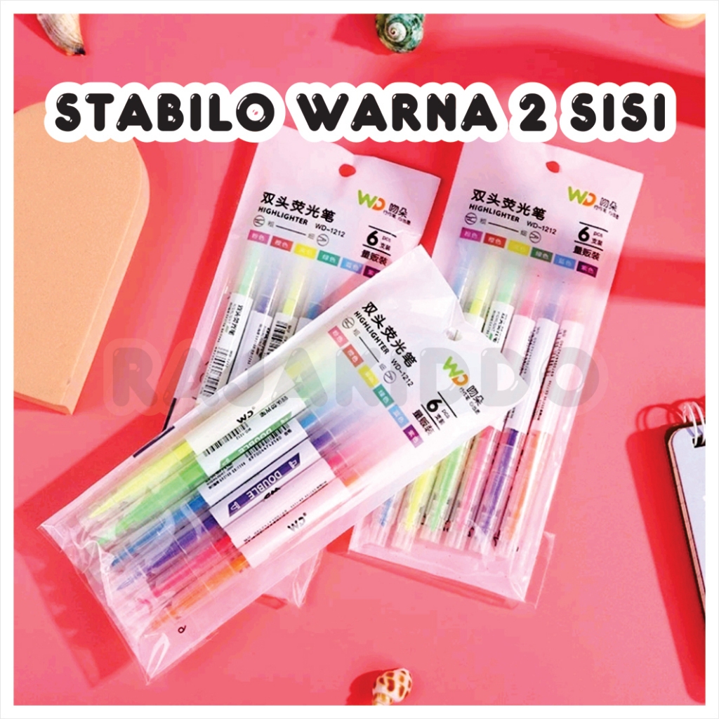 

Stabilo 2 Arah Highlighter Ketebalan 1 mm dan 3 mm | Penanda isi 6 Warna | untuk Sekolah Kantor
